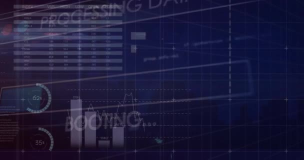Animação Processamento Dados Financeiros Sobre Fundo Preto Conceito Global Negócios — Vídeo de Stock