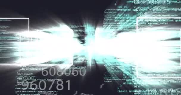 黒の背景に光路上のデータ処理のアニメーション 世界規模の技術 コンピューティング デジタルインターフェースの概念デジタル生成されたビデオ — ストック動画