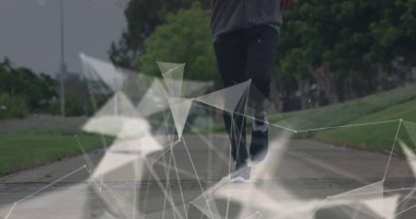 Protez bacaklı erkek sporcu üzerinden dönen iletişim ağı görüntüsü. 