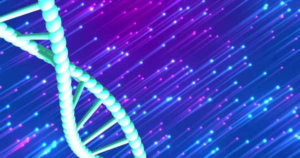 Digital Illustration Dna Helix Neon Background Image Represents Biotechnology Genetic — Stock Photo, Image