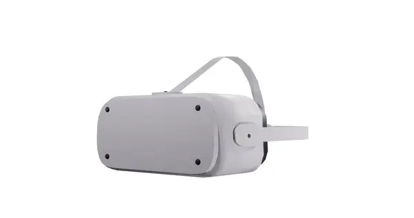 Image Headset Spinning White Background Global Virtual Reality Data Processing — Stock Photo, Image