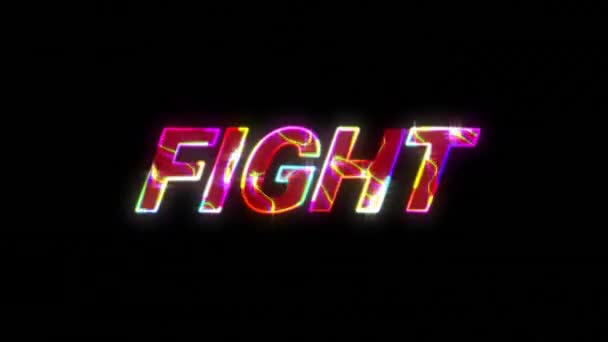 Animacja Tekstu Walki Nad Neonowymi Ścieżkami Świetlnymi Czarnym Tle Globalna — Wideo stockowe