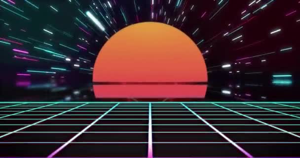 Siyah Arkaplanda Neon Metaevren Patentli Video Oyunu Ekranının Animasyonu Küresel — Stok video
