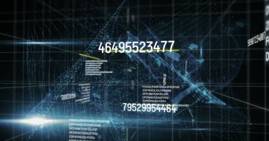 Çevrimiçi güvenlik asma kilidi ve ızgara ile veri işleme değiştiren numaraların resmi. global teknoloji bağlantısı dijital arayüz konsepti dijital olarak oluşturulmuş görüntü.