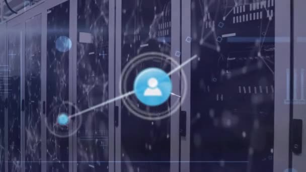 Animação Rede Ícones Pessoas Sobre Redes Comunicação Sala Servidor Rede — Vídeo de Stock