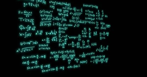 Image Mathematical Formulae Scientific Data Processing Black Background Global Science — Stock Photo, Image