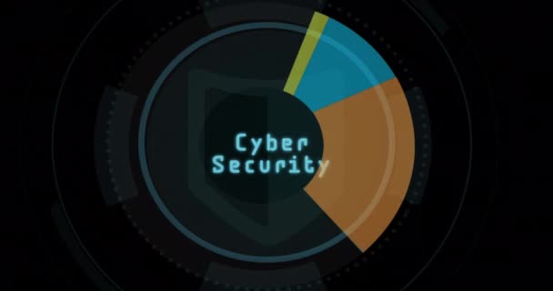 Animacja Kłódki Tekstu Bezpieczeństwa Cybernetycznego Schematach Okręgów Koncepcja Globalnej Technologii — Wideo stockowe