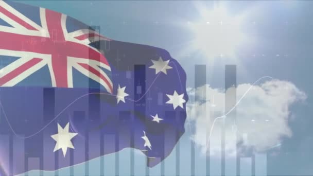 Animation Traitement Des Données Financières Sur Drapeau Australie Global Finance — Video