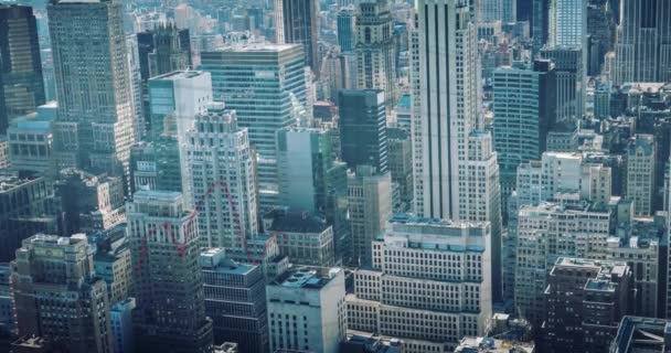 Animation Der Finanzdatenverarbeitung Über Der Stadt Globales Finanz Geschäfts Verbindungs — Stockvideo
