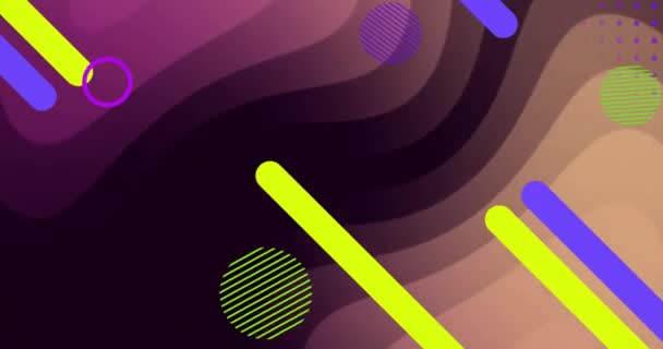 Animation Shapes Neon Pattern Background Global Colour Digital Interface Communication — Stock Video