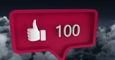 Sayılı konuşma baloncuğu görüntüsü ve bulutların üzerindeki simge gibi. küresel sosyal medya ve iletişim konsepti dijital olarak oluşturulmuş görüntü.