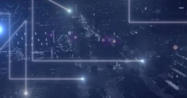 Veri işleme ve bağlantı ağının resmi. Küresel ağlar, hesaplama, dijital arayüz ve veri işleme kavramı dijital olarak oluşturuldu.