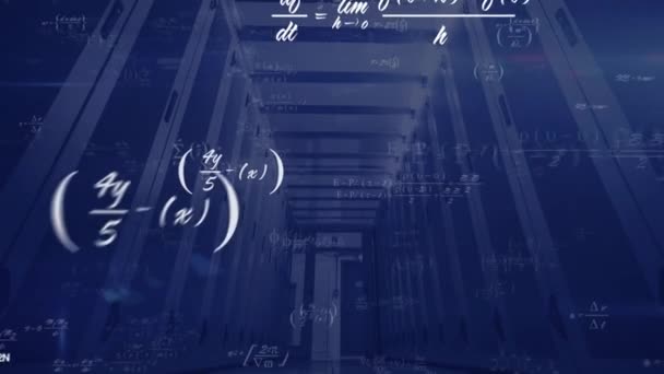 Animation Der Mathematischen Datenverarbeitung Über Computerserver Globales Finanz Geschäfts Verbindungs — Stockvideo