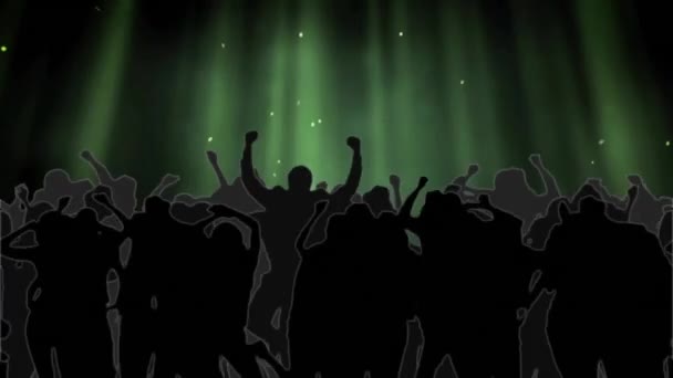 在音乐会上 彩色灯光在活泼的人群轮廓上的动画效果 音乐会和活动 数字制作的视频 — 图库视频影像
