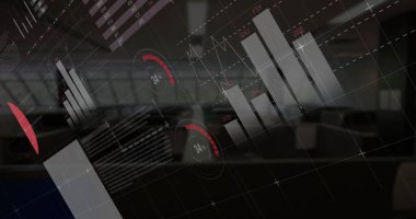 Simgeler ve veri işleme ile dijital arayüzün resmi. Dijital olarak oluşturulan küresel bilgisayar ağı teknolojisi kavramı.