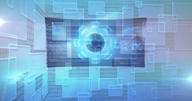 İkili kodlu dijital ekranlar üzerinden veri işleme görüntüsü. küresel bağlantılar, veri işleme ve dijital arayüz kavramı.