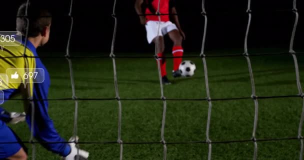 Animering Digital Databehandling Över Olika Fotbollsspelare Planen — Stockvideo