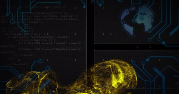 Devre Kartı Alevlerin Üzerindeki Dijital Veri Işleme Kapsamının Animasyonu Dijital — Stok video