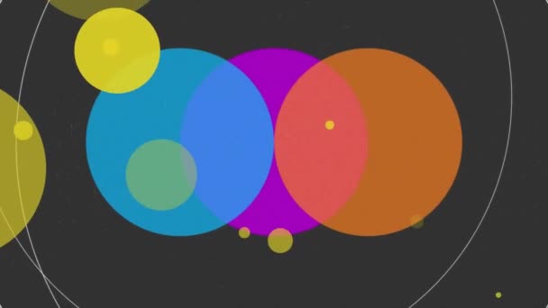 Animace Pestrobarevných Pulzujících Kruhů Černém Pozadí Koncept Barvy Tvaru Pohybu — Stock video