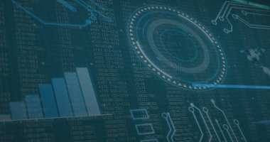 Izgara üzerinde veri işleme resmi. küresel bağlantılar, veri işleme ve dijital arayüz kavramı.