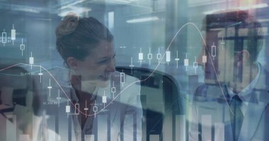 İş adamlarının istatistiksel işlemleri. küresel iş, veri işleme ve dijital arayüz kavramı dijital olarak oluşturulmuş görüntü.