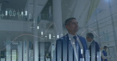 İş adamının istatistiksel görüntüsü. küresel iş, veri işleme ve dijital arayüz kavramı dijital olarak oluşturulmuş görüntü.