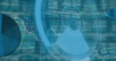 Dijital ekranda taranan görüntü. küresel bağlantılar, veri işleme ve dijital arayüz konsepti dijital olarak oluşturulmuş resim.