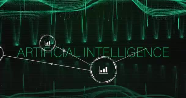 Animação Rede Conexões Com Ícones Sobre Dados Inteligência Artificial Global — Vídeo de Stock
