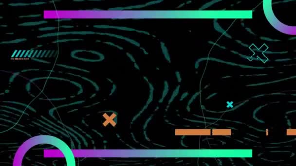 Siyah Arkaplan Üzerinde Neon Çizgilerin Dairelerin Animasyonu Renk Şekil Hareket — Stok video