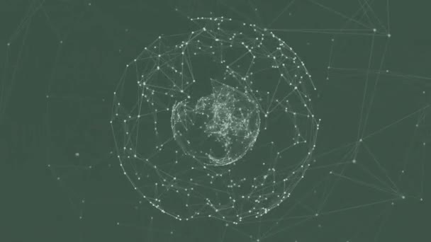 Animation Kloden Med Netværk Forbindelser Grøn Baggrund Globale Forbindelser Computing – Stock-video