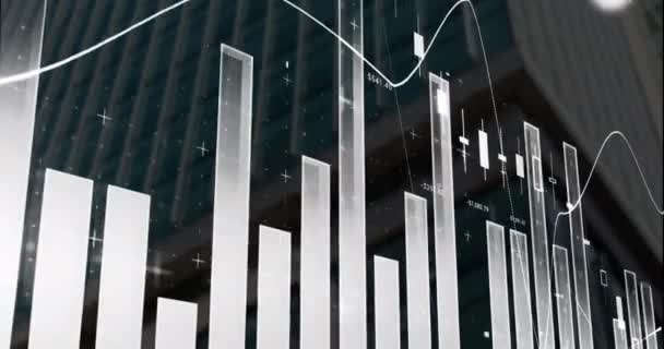 Animazione Statistiche Elaborazione Dati Sfondo Scuro Concetto Finanza Globale Business — Video Stock