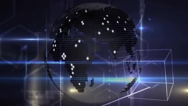 Animatie Van Verbindingen Gegevensverwerking Hele Wereld Wereldwijd Financieel Bedrijfs Verbindings — Stockvideo