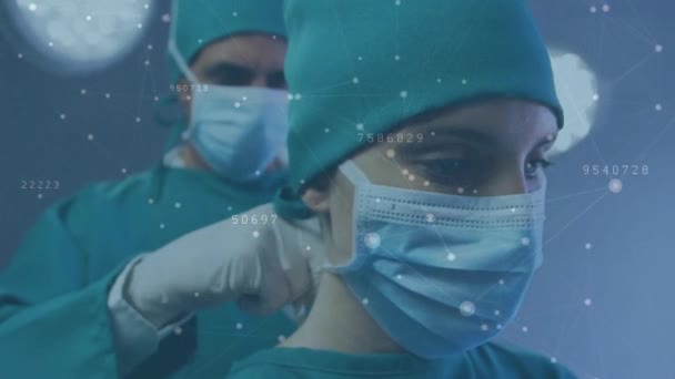 Çeşitli Cerrahlarla Olan Bağlantıların Animasyonu Küresel Tıp Bağlantılar Hesaplama Veri — Stok video