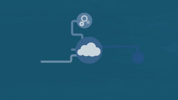 Animacja Ikony Centralnej Chmury Cyfrowej Sieci Mediów Niebieskim Tle Połączenie — Wideo stockowe
