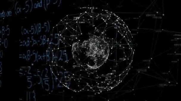 Animazione Dell Elaborazione Matematica Dei Dati Globo Concetto Globale Scienza — Video Stock