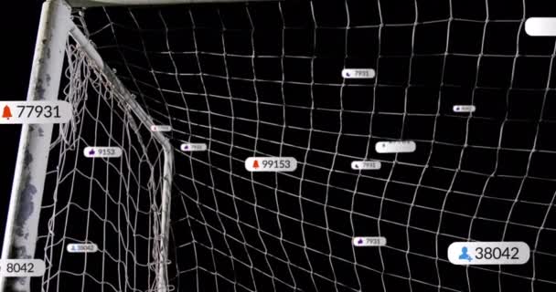 Κινούμενα Σχέδια Ψηφιακής Επεξεργασίας Δεδομένων Έναντι Καυκάσιου Τερματοφύλακα Ποδοσφαίρου Παγκόσμια — Αρχείο Βίντεο