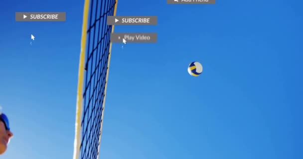 Animering Digital Databehandling Över Olika Beachvolleybollspelare Globala Sport Sociala Medier — Stockvideo