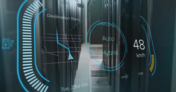 컴퓨터 서버를 아이콘 데이터 처리의 애니메이션 글로벌 비즈니스 컴퓨팅 데이터 — 비디오