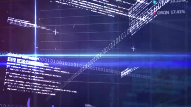 Animação Luzes Azuis Processamento Dados Gráficos Gráficos Conexão Dados Interface — Vídeo de Stock