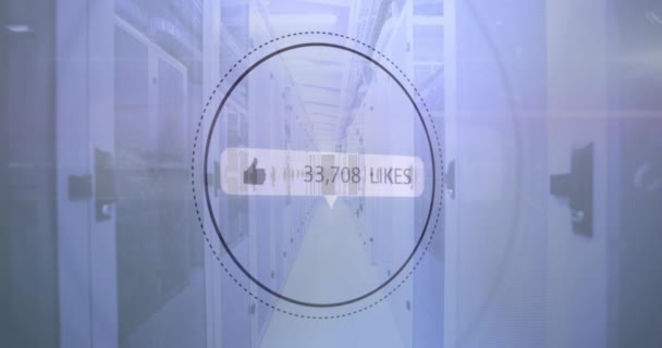 Анімація Обробки Даних Соціальних Мереж Через Комп Ютерні Сервери Глобальні — стокове відео