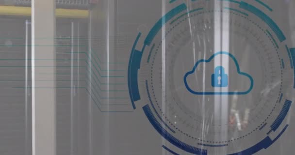Animazione Lucchetto Cloud Elaborazione Dei Dati Digitali Server Informatici Sicurezza — Video Stock