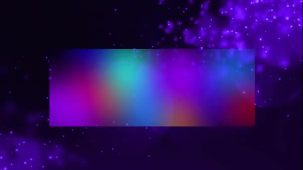 Animation Glühender Lichtpunkte Und Neon Rechteck Auf Schwarzem Hintergrund Farbe — Stockvideo