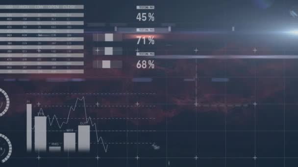 Animatie Van Verwerking Van Financiële Gegevens Donkere Achtergrond Wereldwijd Financieel — Stockvideo