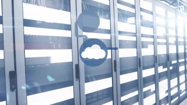 Animation Des Cloud Symbols Mit Netzwerk Von Verbindungen Und Datenverarbeitung — Stockvideo