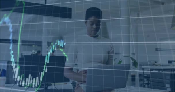 Animation Finansiel Databehandling Forskellige Forretningsfolk Kontoret Global Finans Forretning Forbindelser – Stock-video