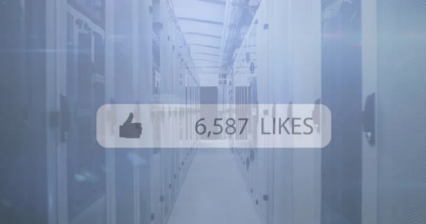 Animation Social Media Data Processing Computer Servers Global Social Media — Stock Video