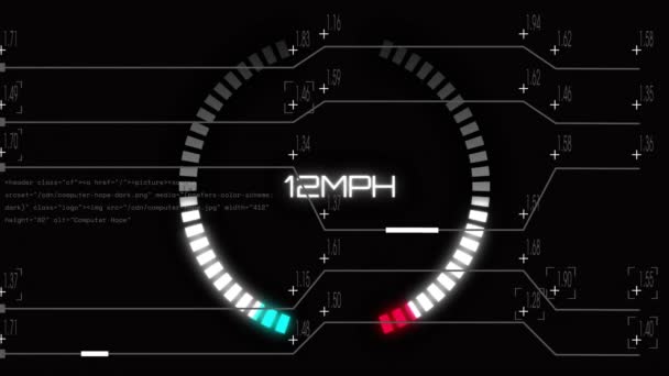Anakart Ağındaki Veri Transferi Üzerinde Araç Hız Göstergesi Animasyonu Ulaşım — Stok video