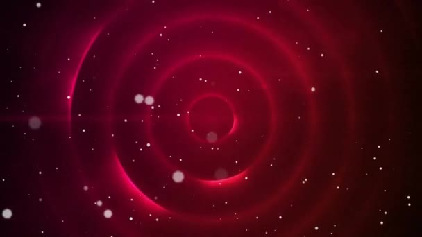 Animasi Bintik Bintik Bersinar Atas Lingkaran Merah Pada Latar Belakang — Stok Video