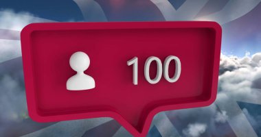 Konuşma balonunda ABD bayrağı olan insanların simgesi. küresel sosyal medya ve iletişim konsepti dijital olarak oluşturulmuş görüntü.