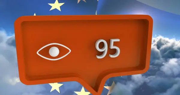 Image Eye Icon Numbers Speech Bubble European Union Flag Global — Stock Photo, Image